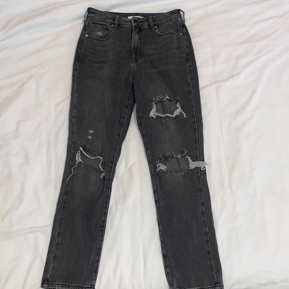 Womens Pacsun dark grey ripped straight leg jeans